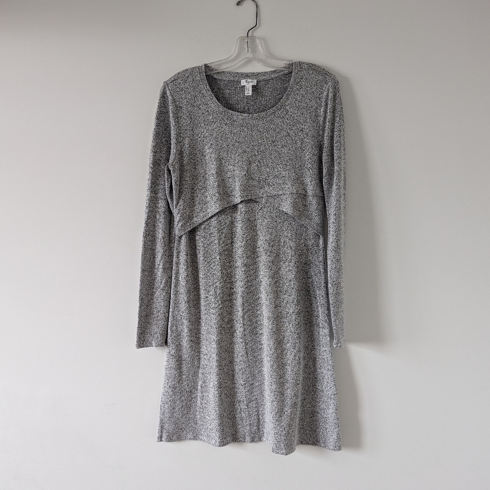 Thyme Maternity Marled Grey Long Sleeve Knit Dress Women's Small